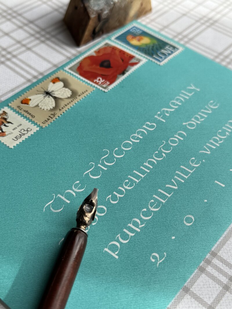 uncial calligraphy envelope sample