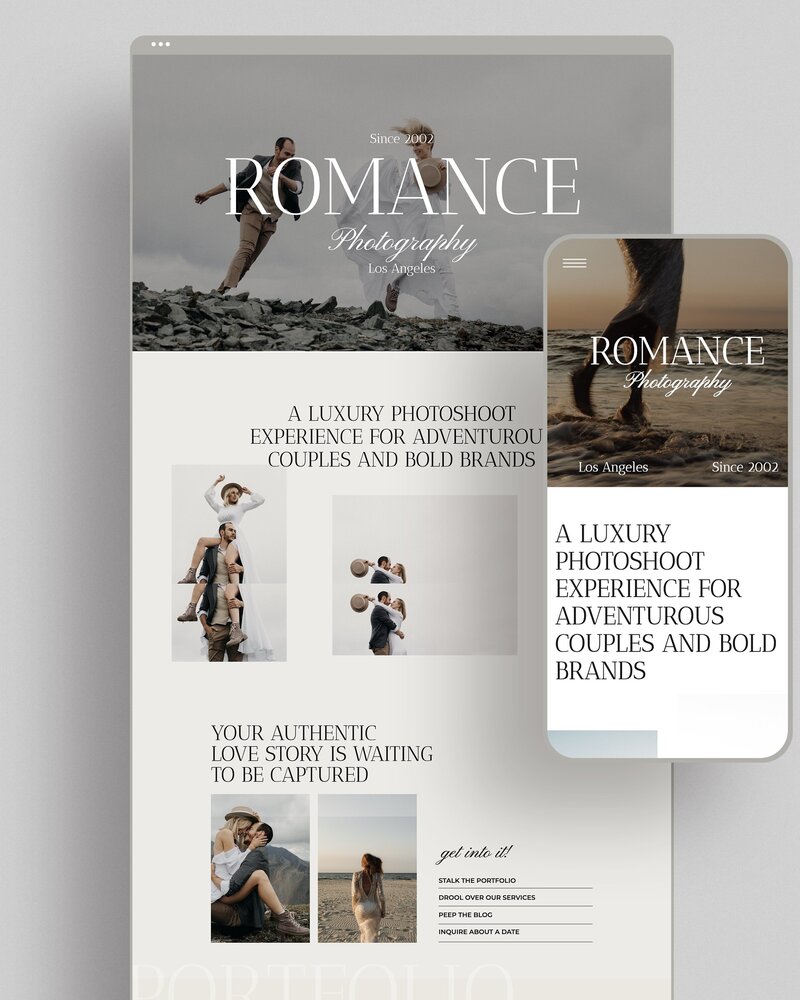 Showit Website template for luxury photographers, designers, and creative service-based businesses