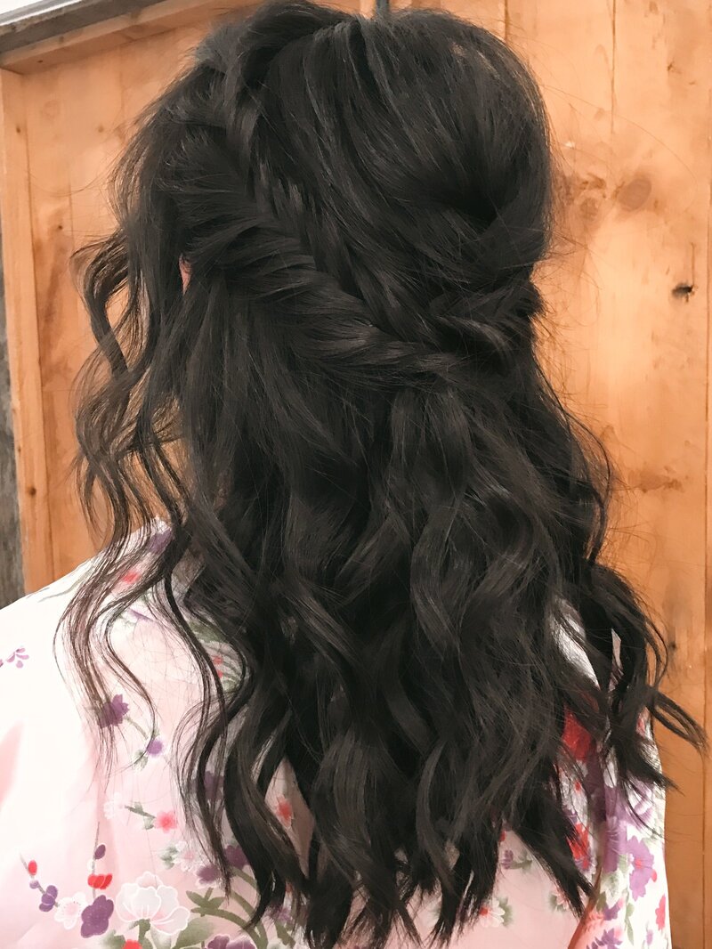 Bohemian Halfup Fishtail dark hair July 2021 picture