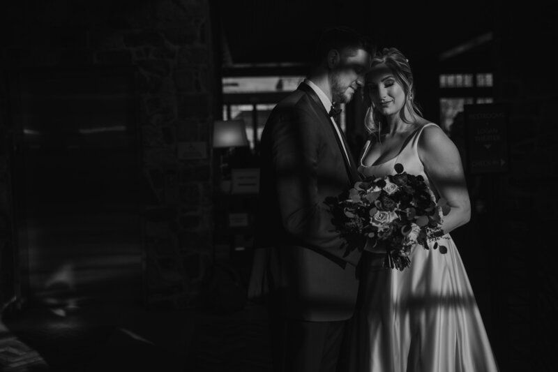 Black and white wedding couple at The Logan New Hope wedding venue
