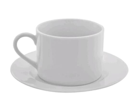 Classic white cup and saucer-Rori Ranch Rentals