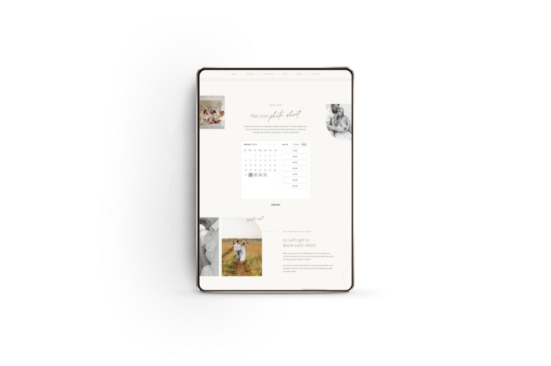 Showit booking page Ivory Vines