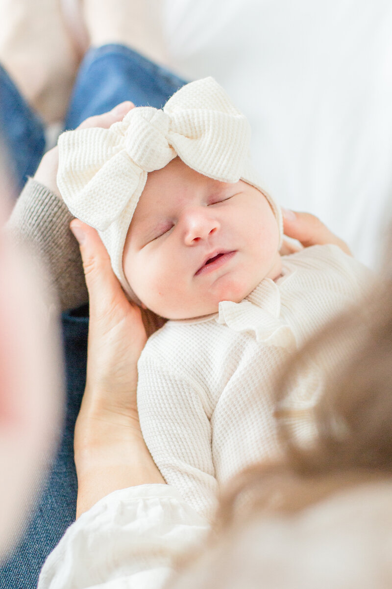 Baby girl with momma taken by Plymouth Michigan Newborn Photographer