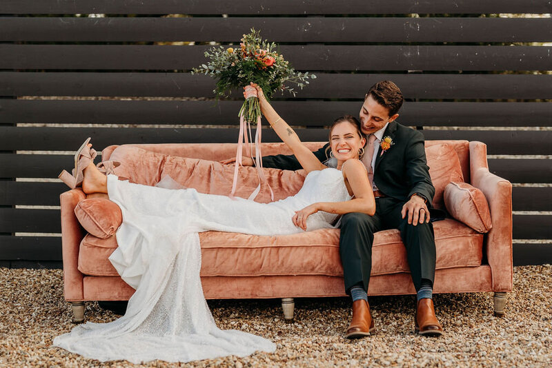 Couple posing on couch