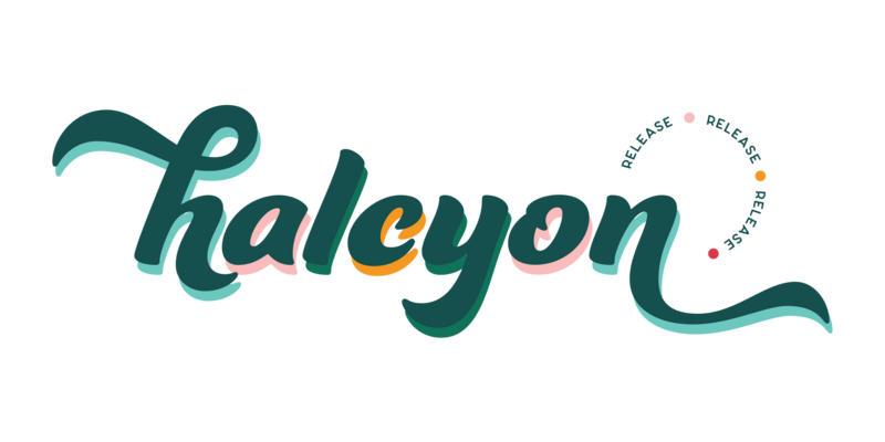 Halcyon Online Therapy Text Logo, with the word "halcyon" in multiple layered colors