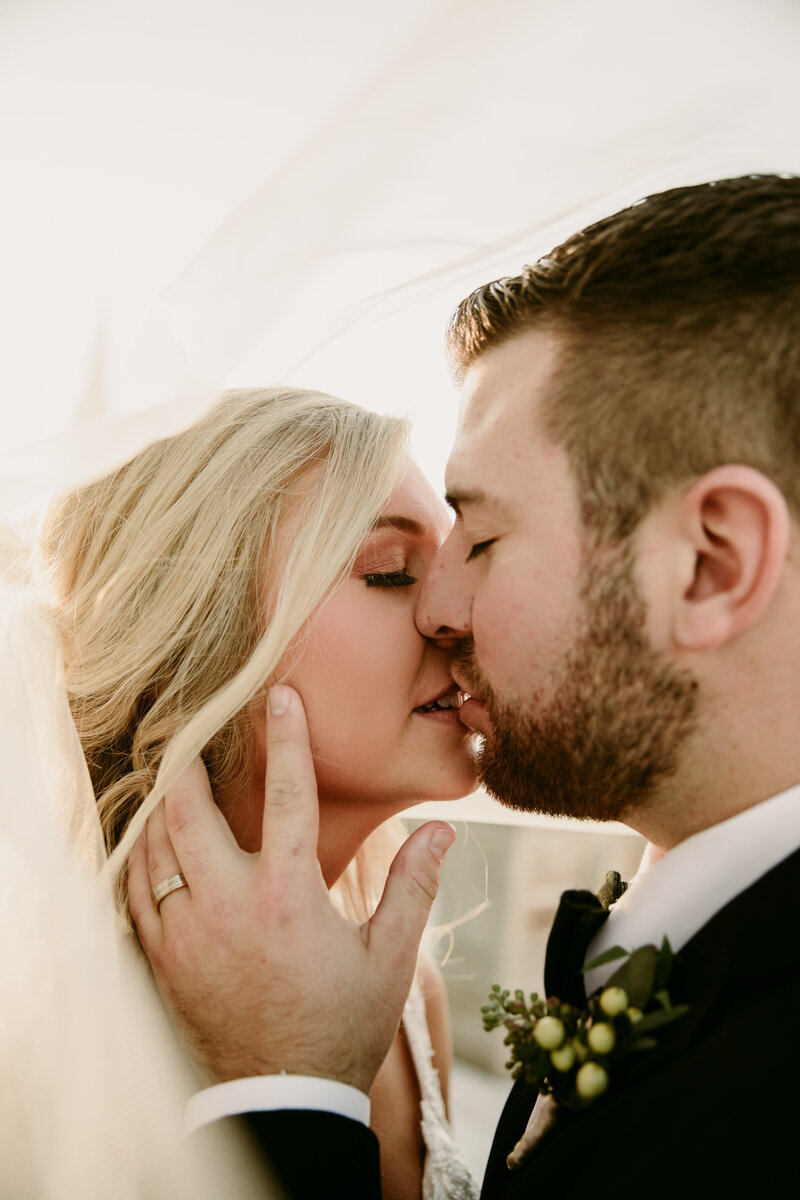 Wedding photos kissing