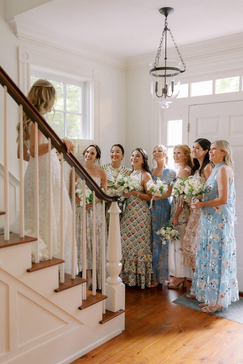 Wedding Photographers capture the wedding party's first look at Martha's Vineyard Private Estate 