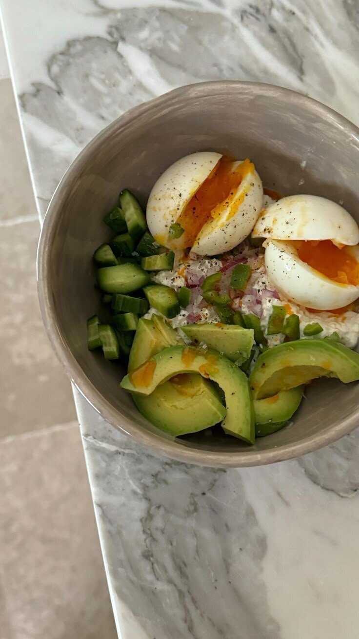 Cottage Cheese Breakfast Bowl 🥑🥒🥚
