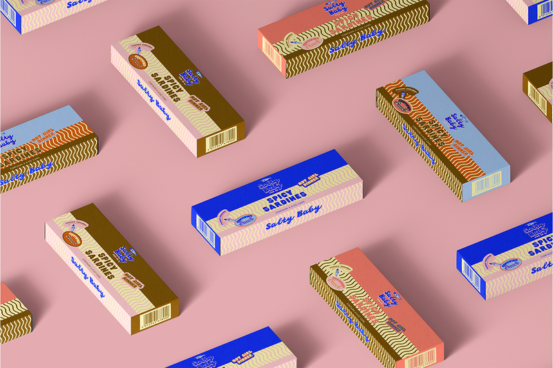 Salty Baby’s brand identity, logo, and packaging were strategically created for women-led CPG food & beverage brands, focusing on tinned fish. Bold, colorful design elevates retail presence, attracts customers, and communicates a playful yet professional brand story.

Wildspark designed Salty Baby’s packaging, logo, and brand identity to give boutique food brands a vibrant, girl boss energy. The tinned fish packaging stands out on shelf, communicates premium quality, and connects with adventurous, style-conscious consumers.