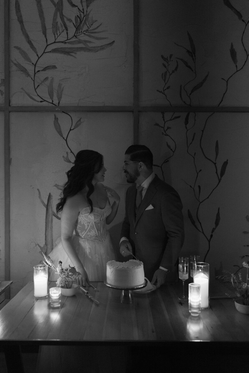Bride and groom have their first dance at their wedding reception