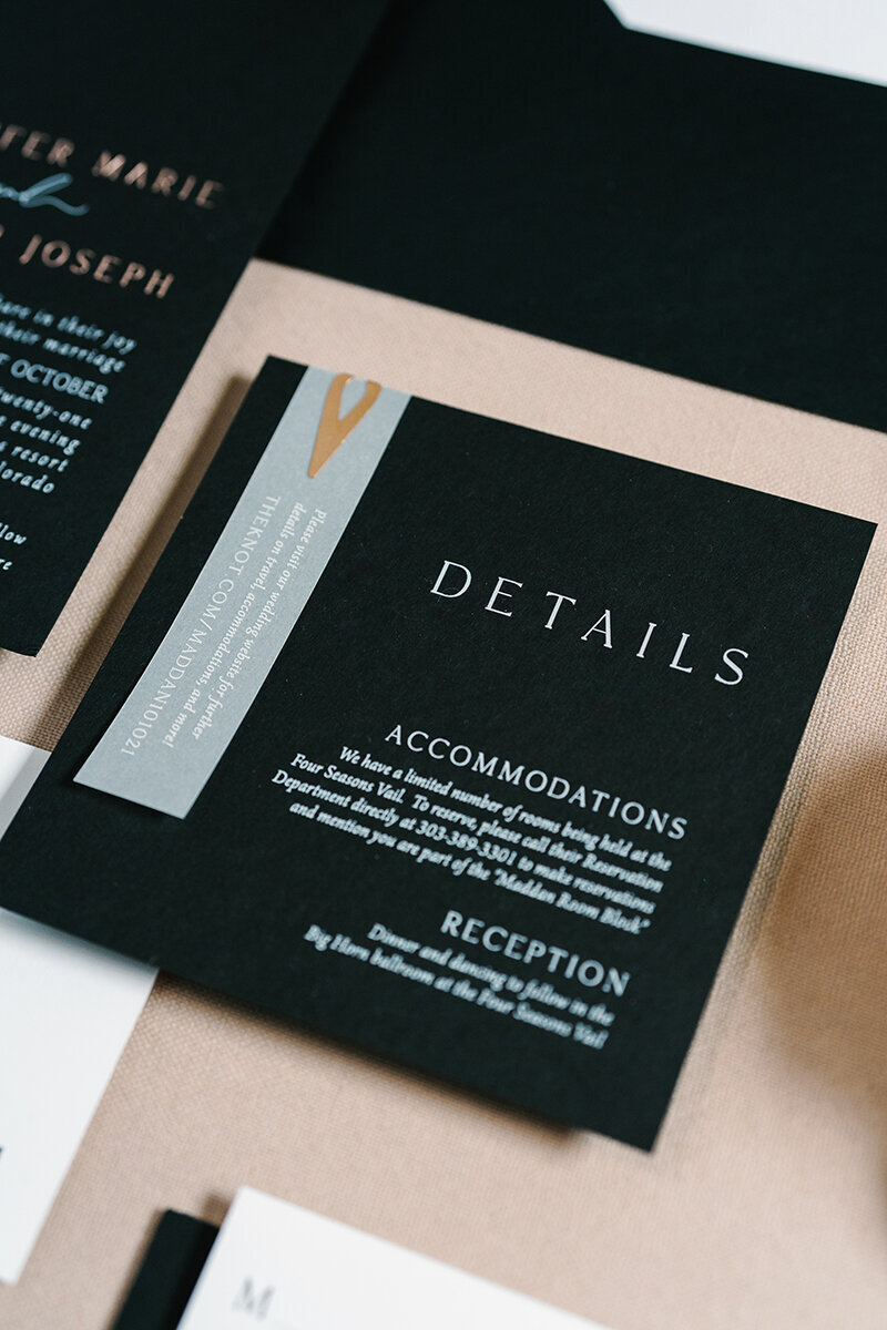 Modern Black Vail Wedding Invitations