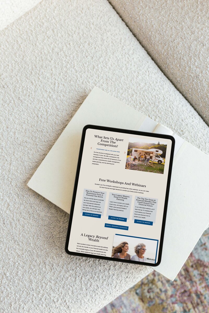 Showit website design for a construction company services page