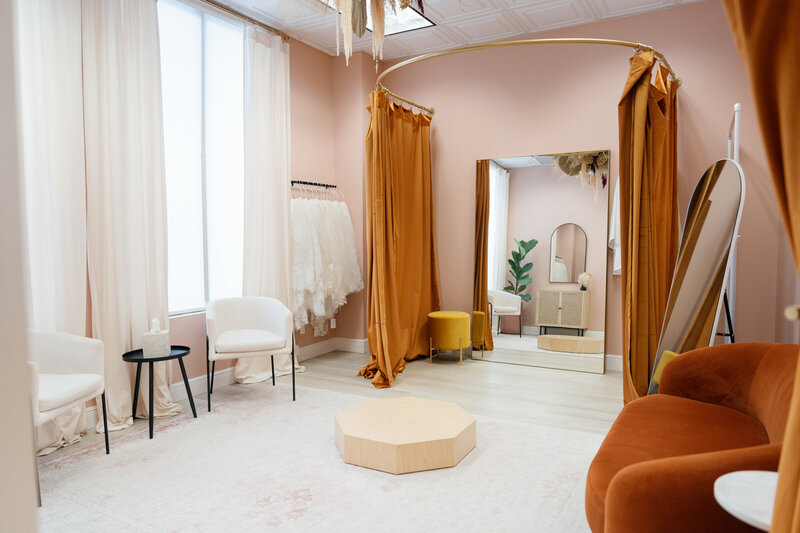 wedding dress fitting room Wall Anchored Dress Bar for Fitting Rooms