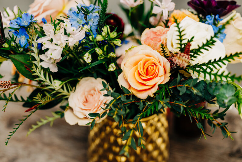 Close up photo of wedding flower bouquet