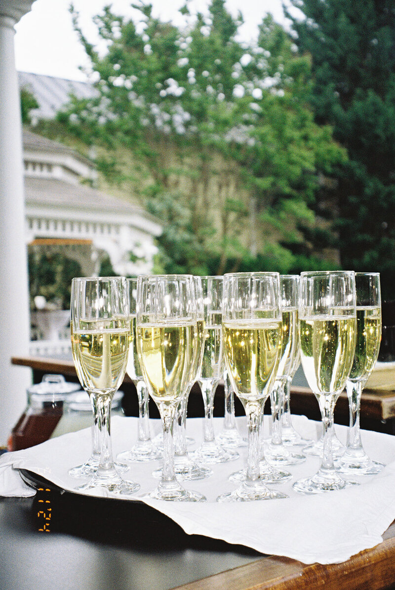 tray of glasses of champagne 
