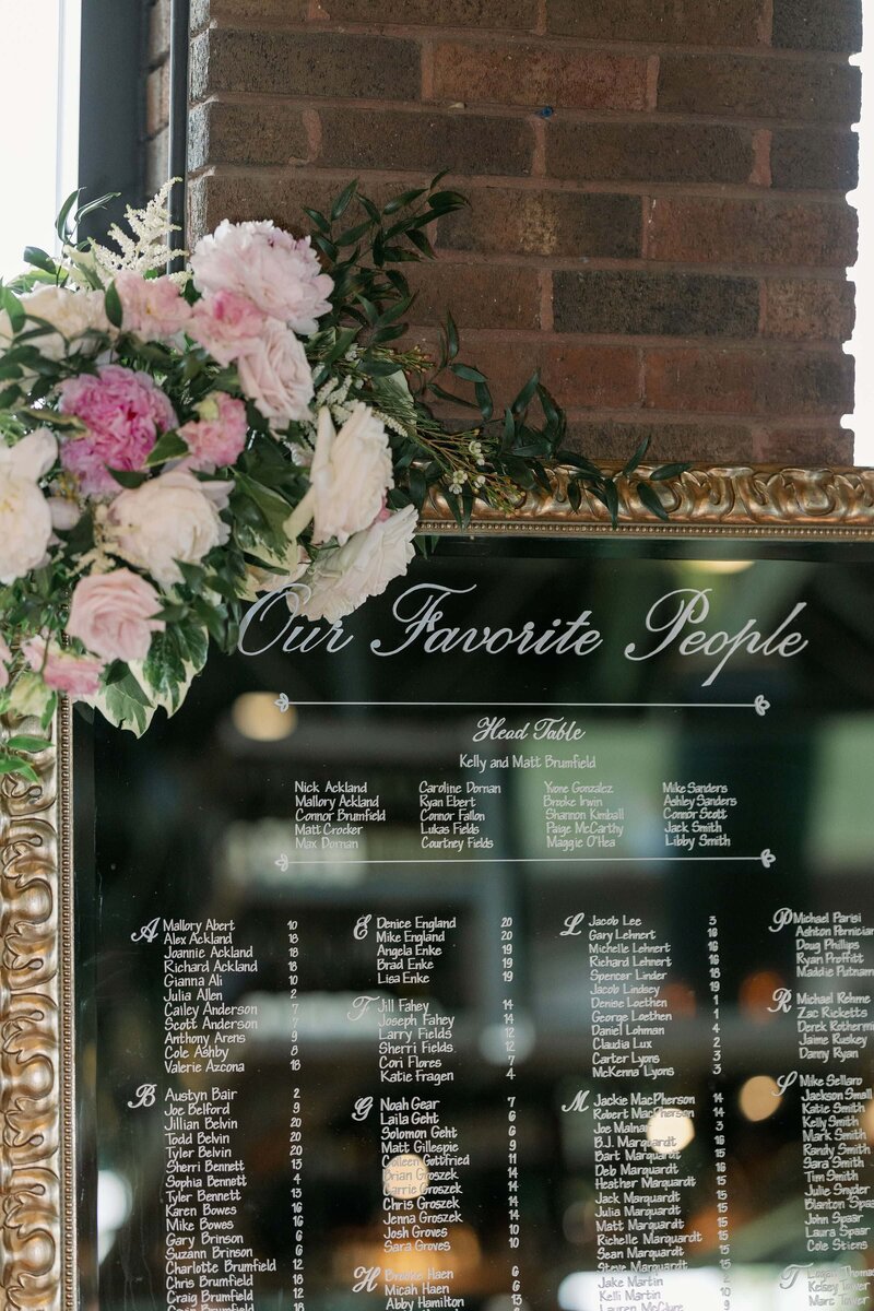Classy Mirror Wedding Seating Chart