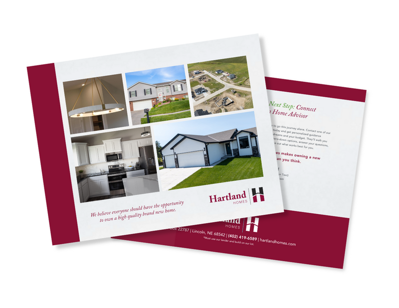 Hartland homes home builders brochure showing model homes in Lincoln, NE