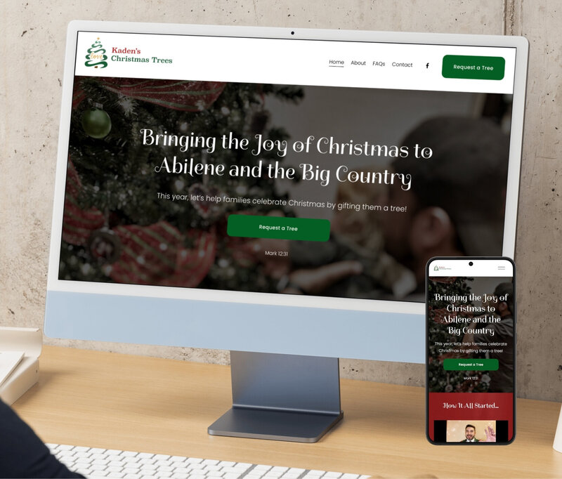 Nonprofit Squarespace site with four custom pages, displayed as a desktop and mobile mockup