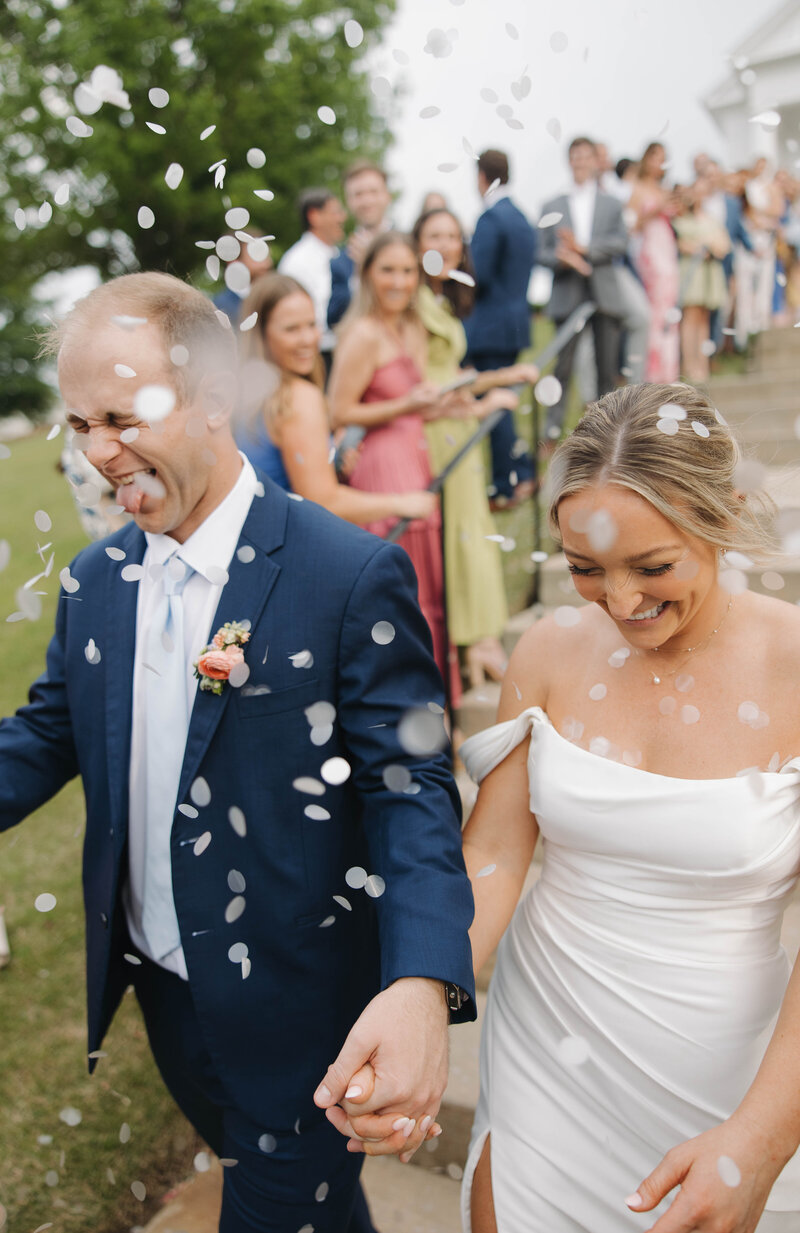 Confetti for bride and groom exit at a Montgomery Wedding