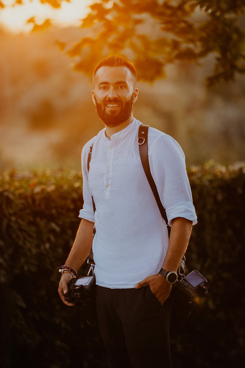 Portait at sunset of Valerio Colantoni, Destination Wedding Photographer in Tuscany, Florence