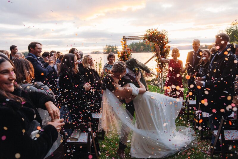 An engaged couple on their boat on Lake Champlain in Burlington Vermont