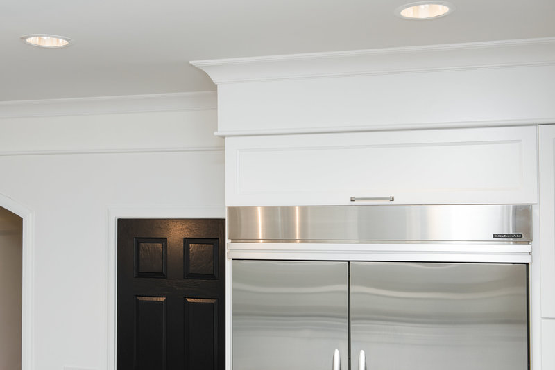 Interior Home Custom Kitchen Remodel Trim Refridgerator Spotlights