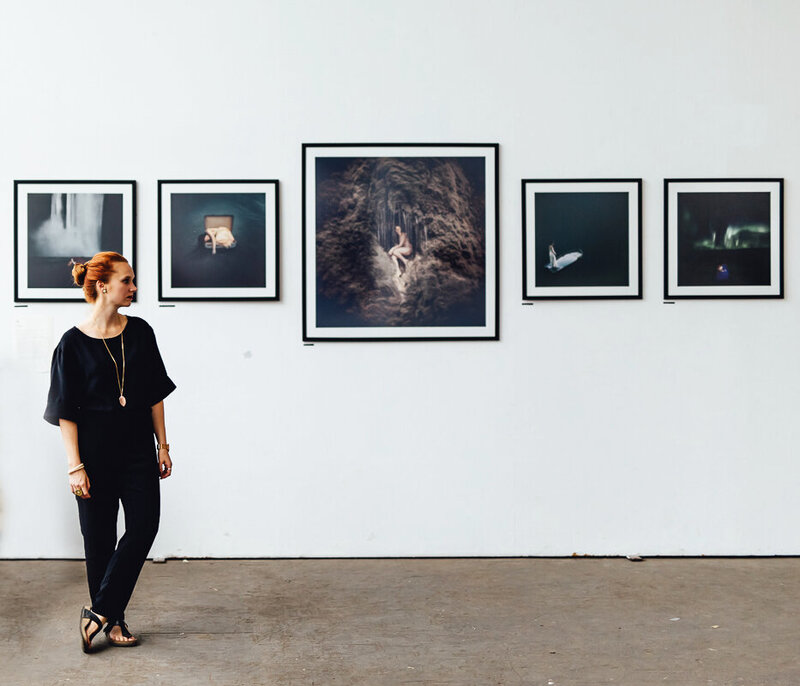 Simone Betz in front of her work