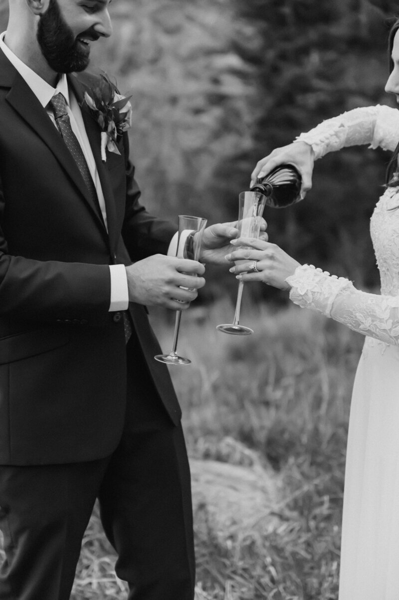 Bride and groom toasting after their ceremony