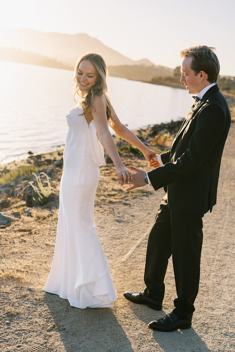 Tiburon wedding with colorful floral wedding cake.