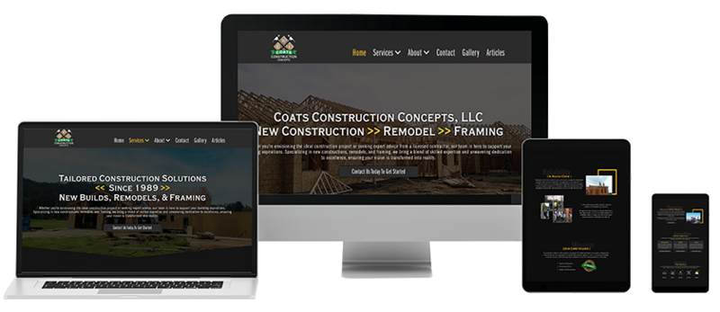 Coats Construction Concepts website on different devices.