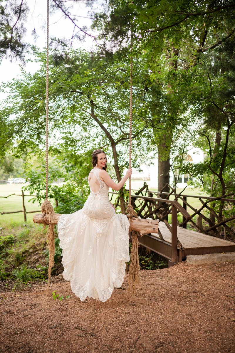Thistle Hill Estate Bridal pic on swing