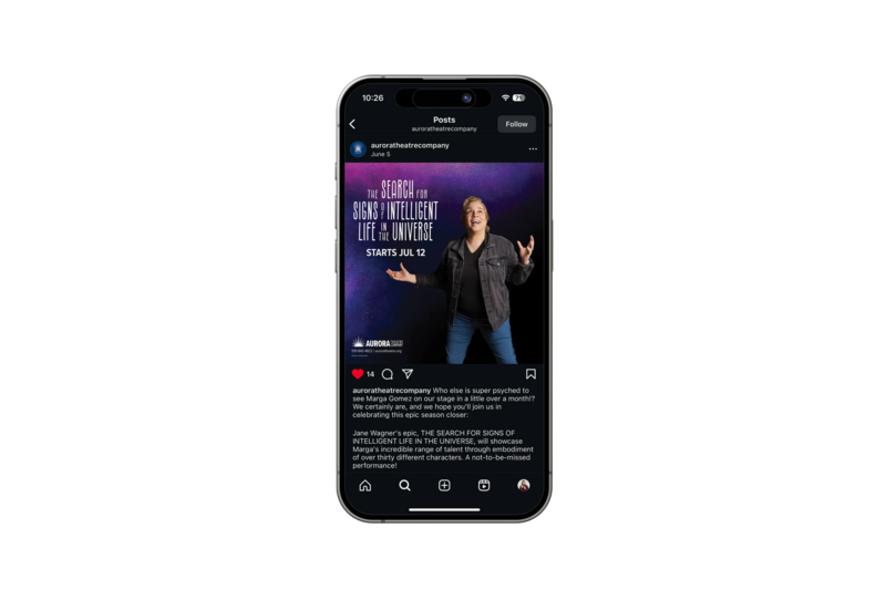 Aurora Theatre Company SIGNS social media graphic