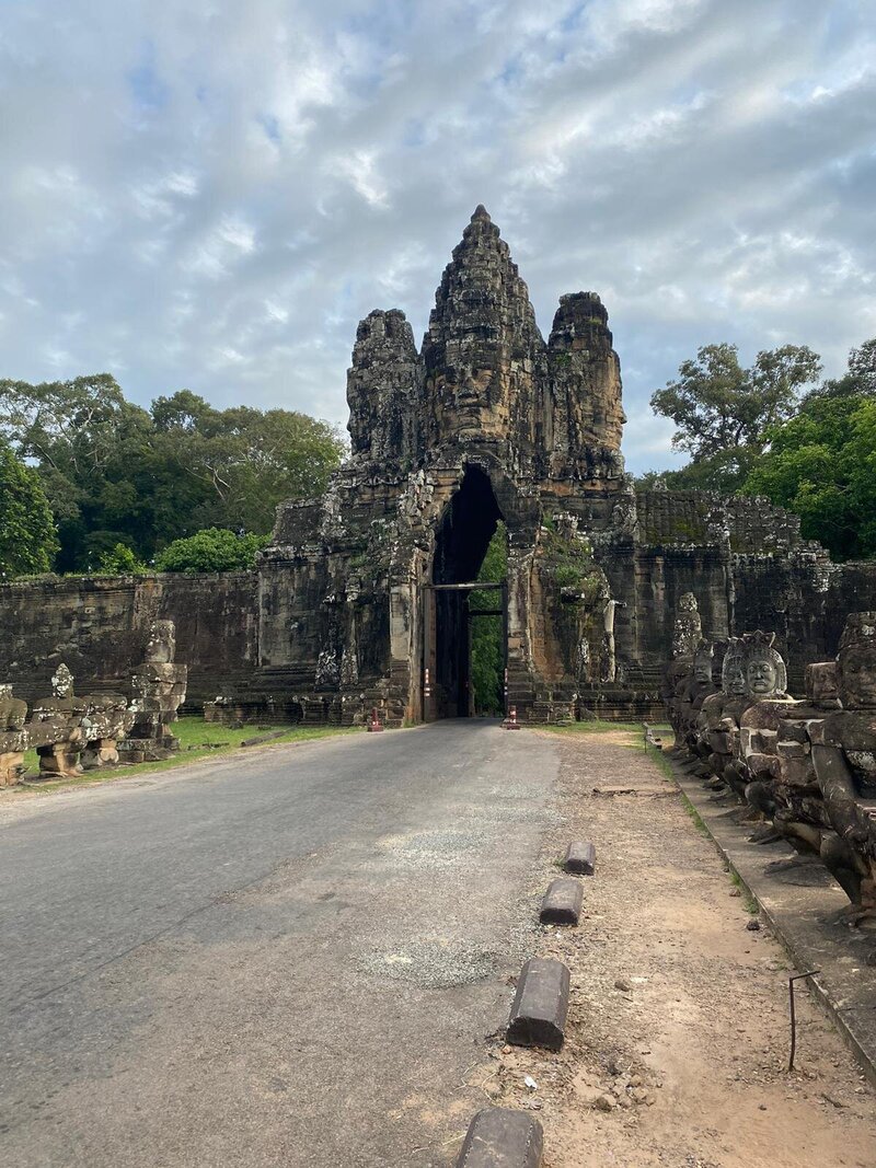 Iconic entrance to Angkor Wat – cultural travel with kids