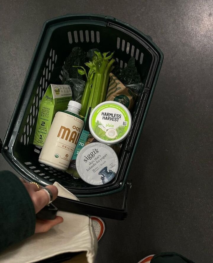 Aerial view of a grocery haul in the store