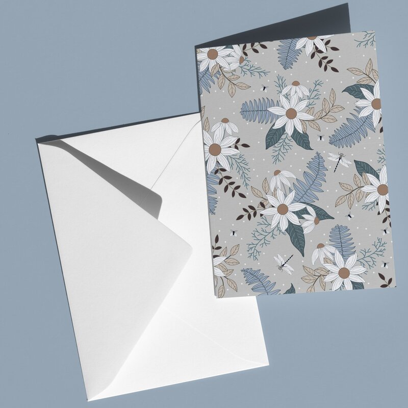 These A6 blank cards are perfect for sending a thoughtful note or simply keeping in your stationery drawer for special moments. Each card showcases a unique hand-drawn design - flowers. - by Green Acre Designs.