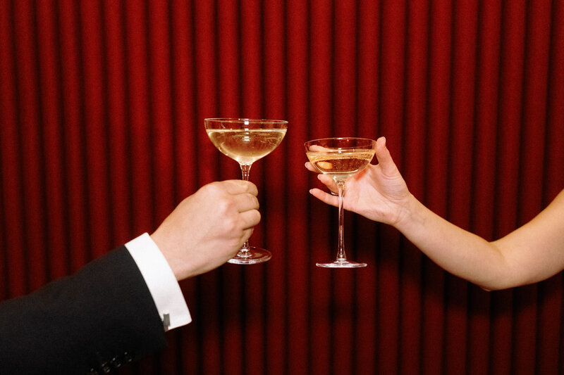 retro TWA hotel wedding architect and curator champagne toast