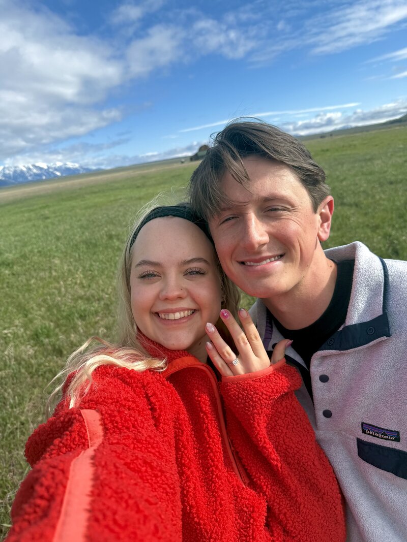 engagement excitement for a destination wedding couple