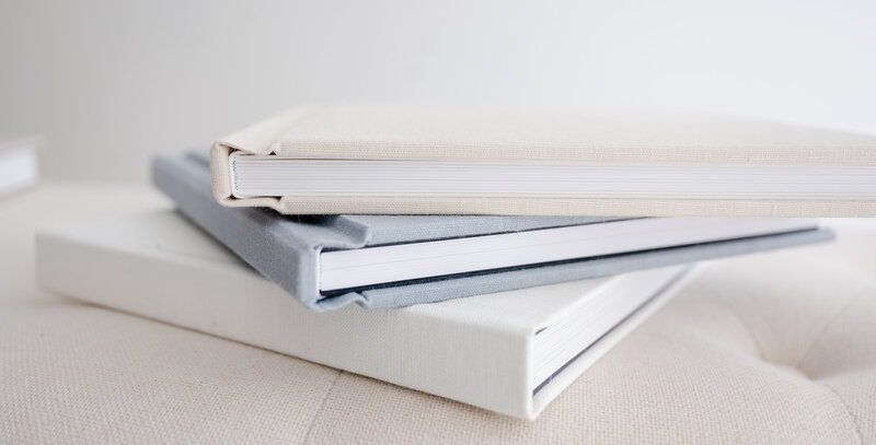 Stack of linen bound heirloom albums