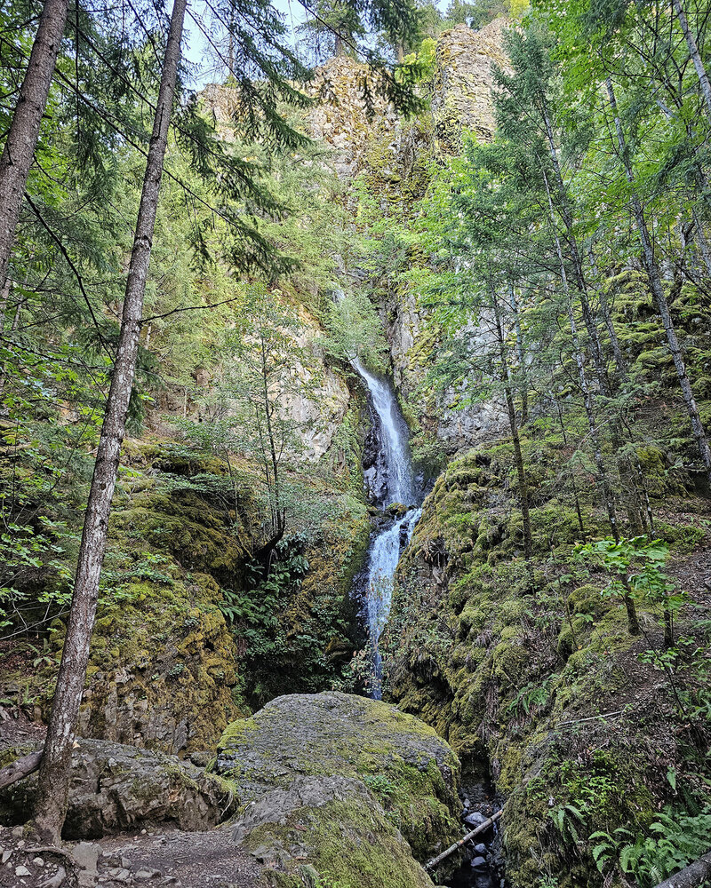 Embark on a journey to witness a beautiful hidden waterfall off the beaten path at Viento State Park with The Gorge E-Bike Adventure Rentals