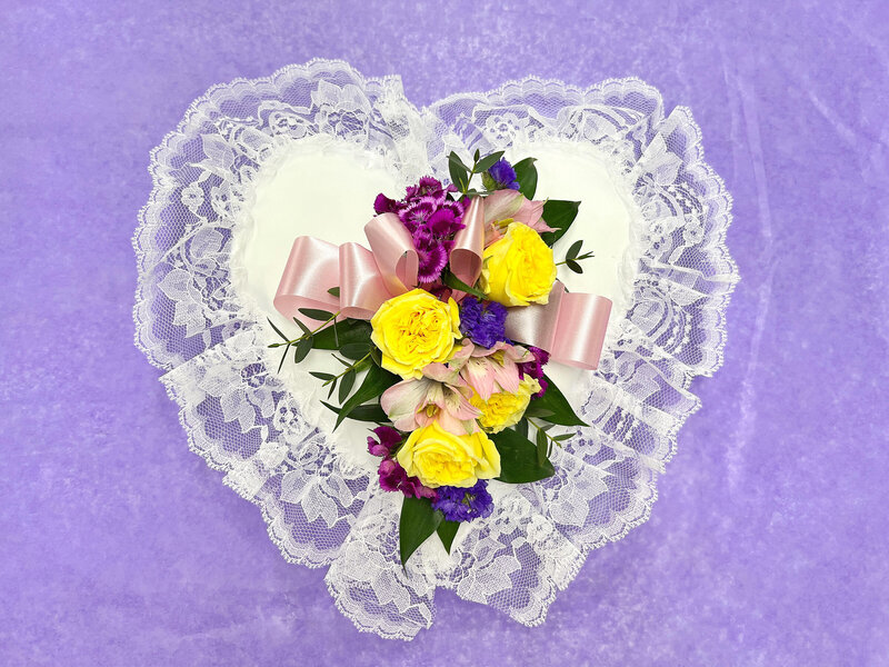 Spring Funeral Satin Heart