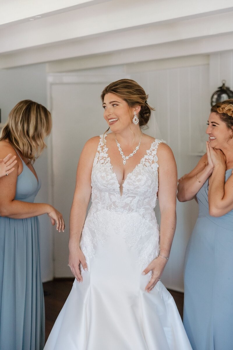 Bride getting ready with bridesmaids