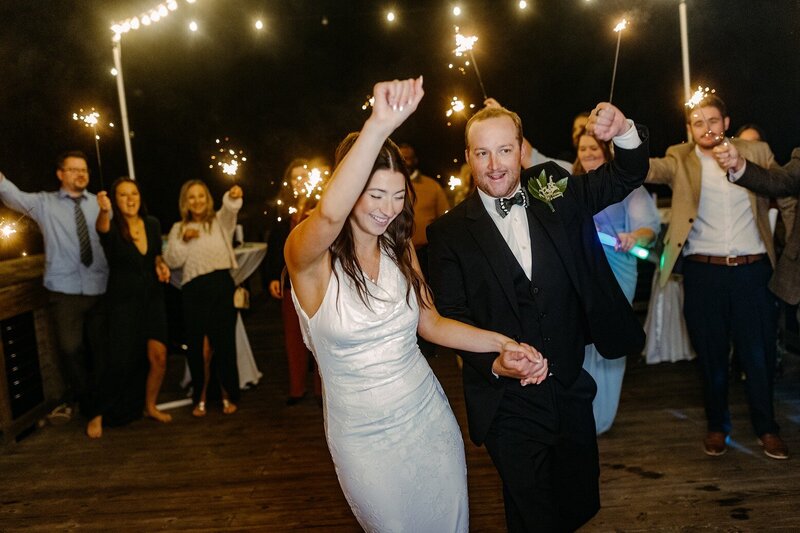 party with bride and groom in charleston