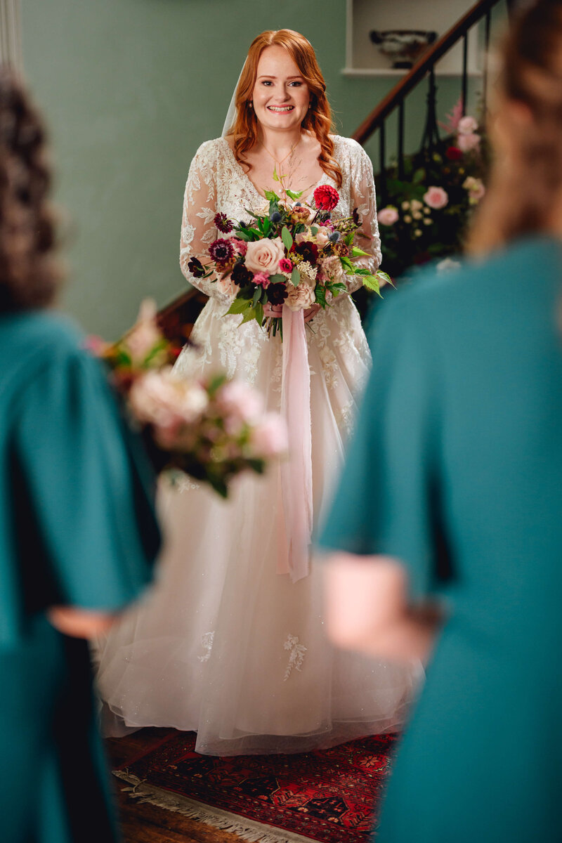 Bride carrying flowers