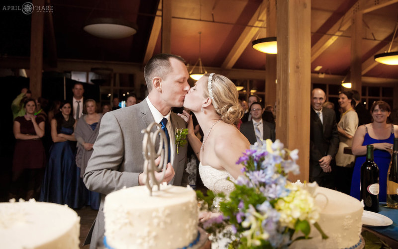 Bride and Groom Kiss at Black Mountain Lodge