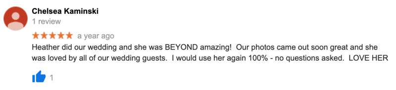 Client Testimonial on Google for Taylor Made Photography - Wedding Photography