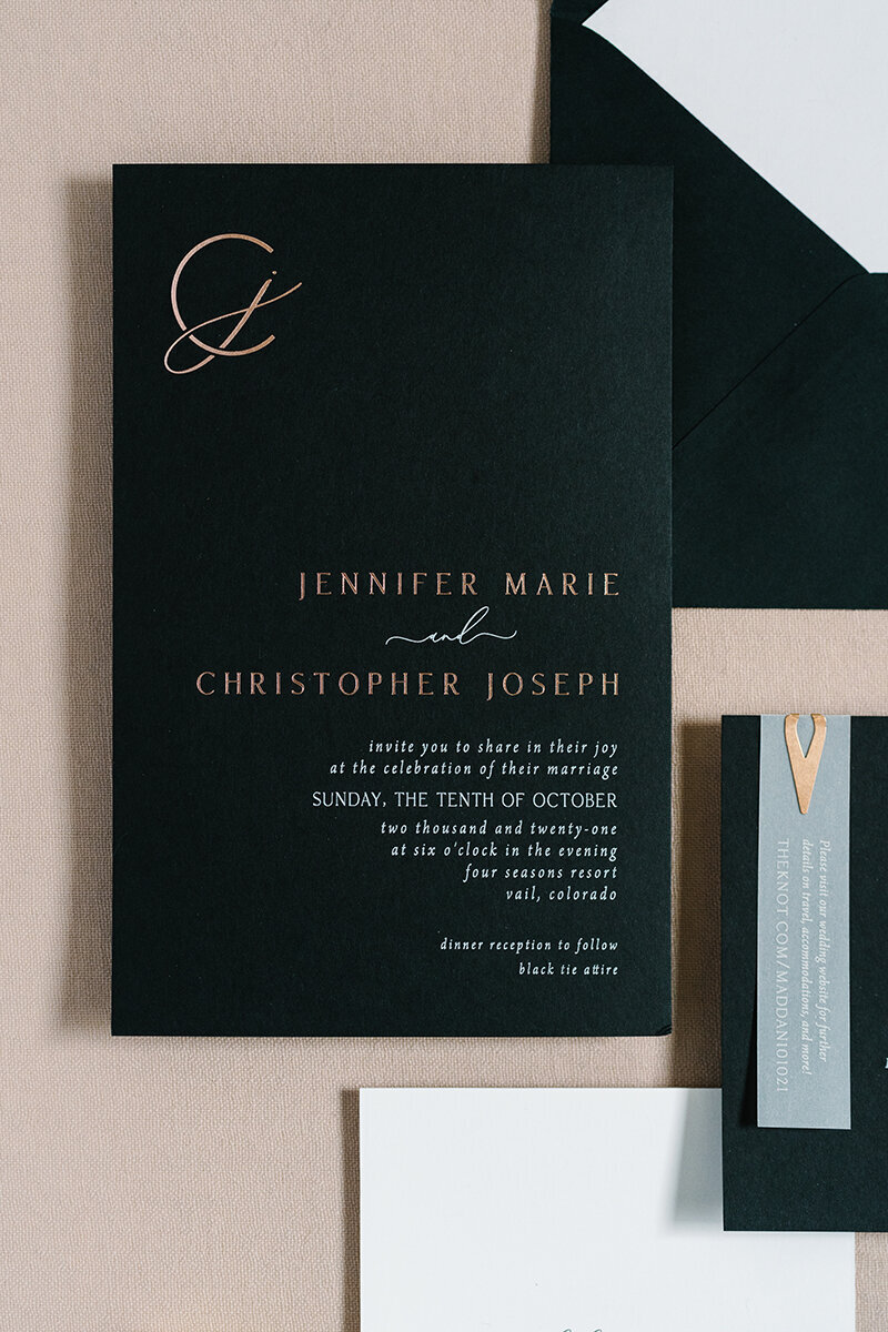 Modern Black Four Seasons  Wedding Invitations