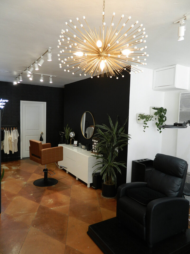A photo of the interior decor of our beauty salon at Wilde Beauty Co. in San Diego, showcasing our modern and stylish design that creates a comfortable and welcoming atmosphere for our clients.