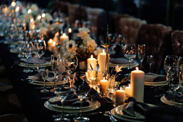 Luxurious private party table setting by private party planner Anett Tarcsay.