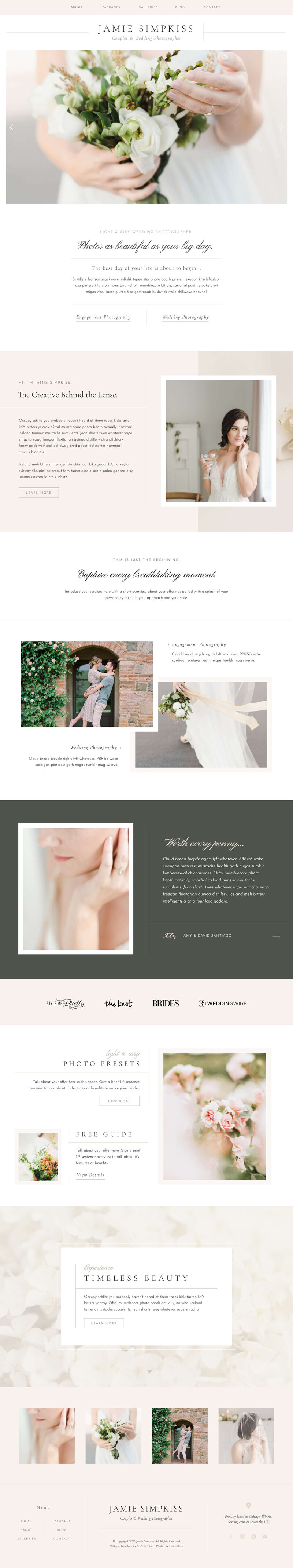jamie showit website template for photographers homepage