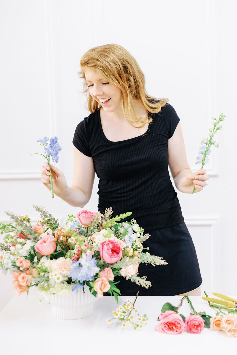 Bright airy centerpiece at created by Victoria Piland